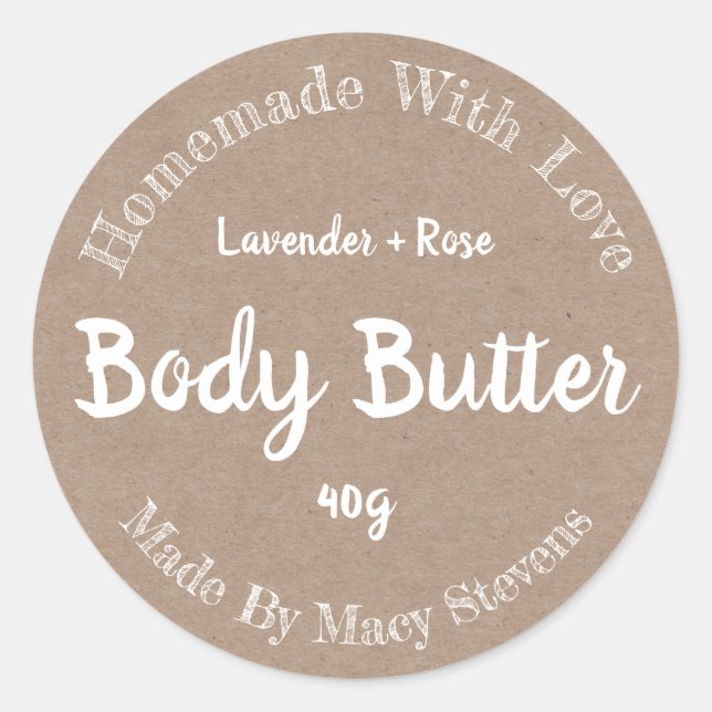 Aufkleber-Etikett für hausgemachte Body Butter Runder Aufkleber (Vorderseite)