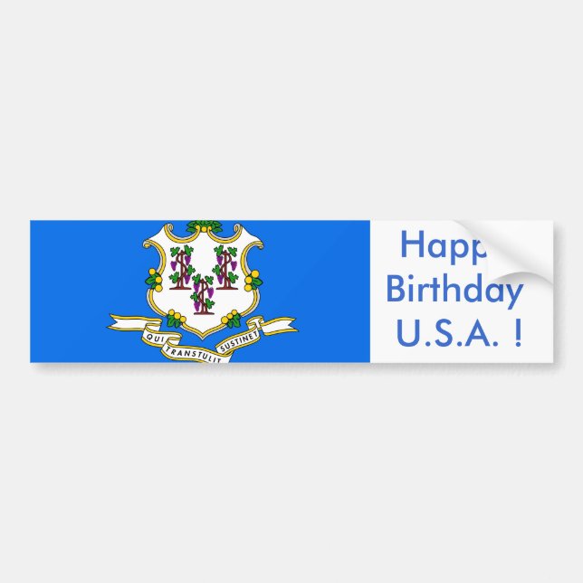 Aufkleber Flag von Connecticut, Happy Birthday U.S Autoaufkleber (Vorne)