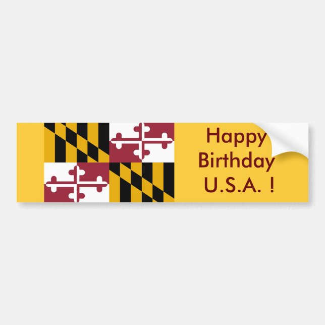 Aufkleber Flag von Maryland, Happy Birthday U.S.A. Autoaufkleber (Vorne)