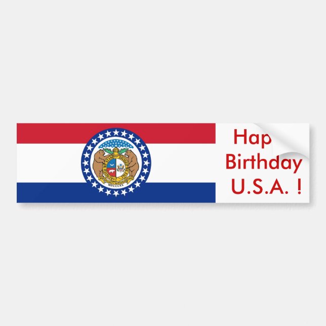 Aufkleber Flag von Missouri, Happy Birthday U.S.A. Autoaufkleber (Vorne)