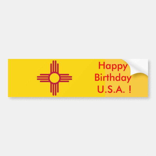 Aufkleber Flag von New Mexico, Happy Birthday U.S. Autoaufkleber (Vorne)