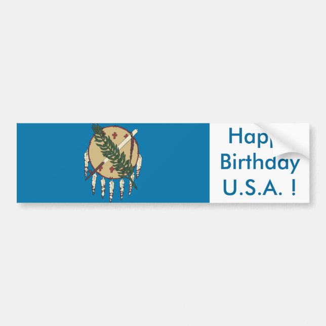 Aufkleber Flag von Oklahoma, Happy Birthday U.S.A. Autoaufkleber (Vorne)