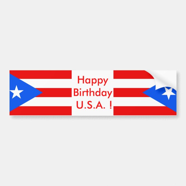 Aufkleber Flag von Puerto Rico, Happy Birthday U.S Autoaufkleber (Vorne)