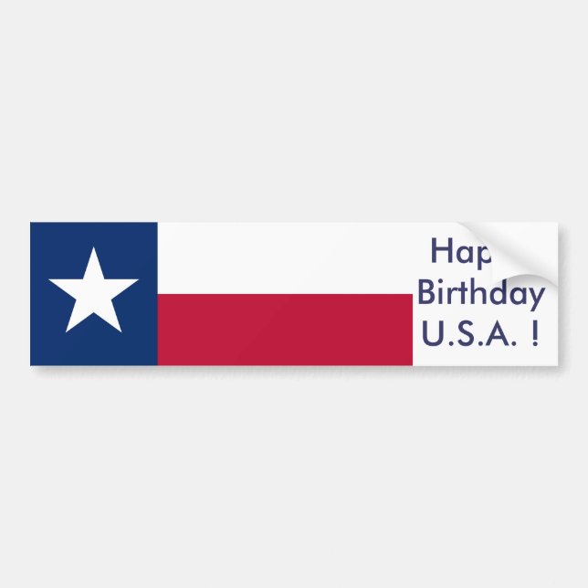 Aufkleber Flag von Texas, Happy Birthday U.S.A.! Autoaufkleber (Vorne)