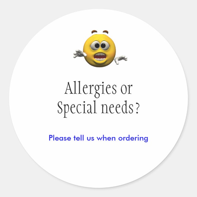 Aufkleber für Allergien (Vorderseite)