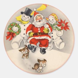Aufkleber für antike Santa- und Schneemenschen