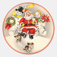 Aufkleber für antike Santa- und Schneemenschen