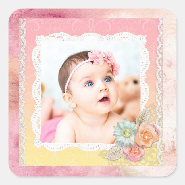 Aufkleber für Baby- oder Familienjunges Foto (Vorderseite)
