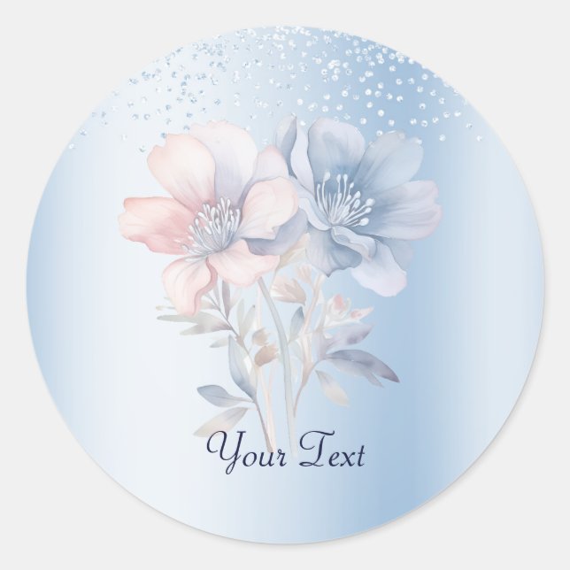 Aufkleber für blaurosa Blume (Vorderseite)