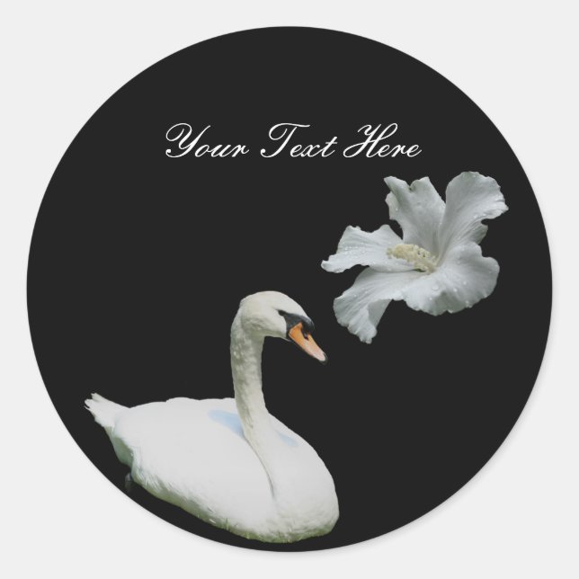 Aufkleber für Blume aus Swan und Weißem Hibiskus (Vorderseite)