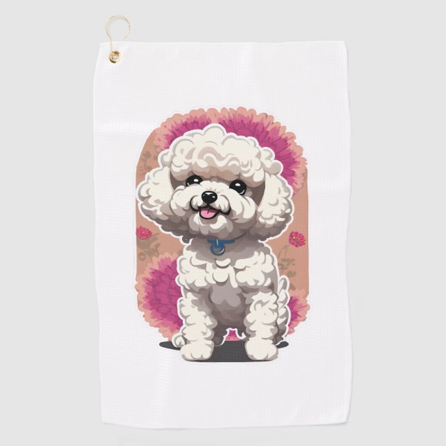 Aufkleber für Blume der unglaublich witzig Bichon- Golfhandtuch (Vorderseite)