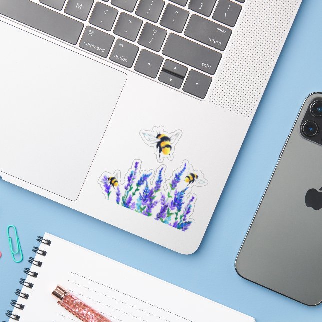Aufkleber für Blume und Bienen (Laptop mit iPhone)