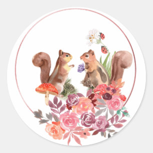 Aufkleber für Blume und Eichhörnchen