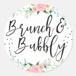 Aufkleber für Brunch und Bubbly Floral Brautparty