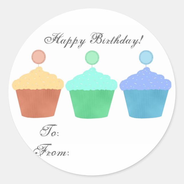 Aufkleber für bunte Cupcakes (Vorderseite)