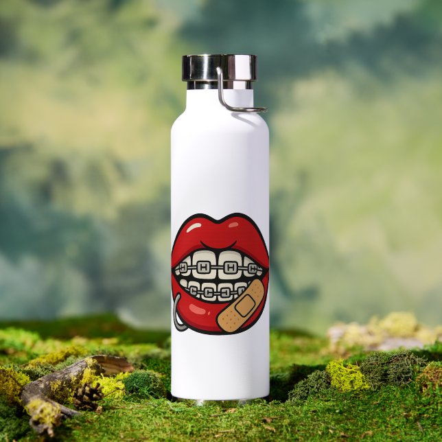 Aufkleber für Cartoon mit Klammern und Piercings Trinkflasche (Außenbereich (gedreht))