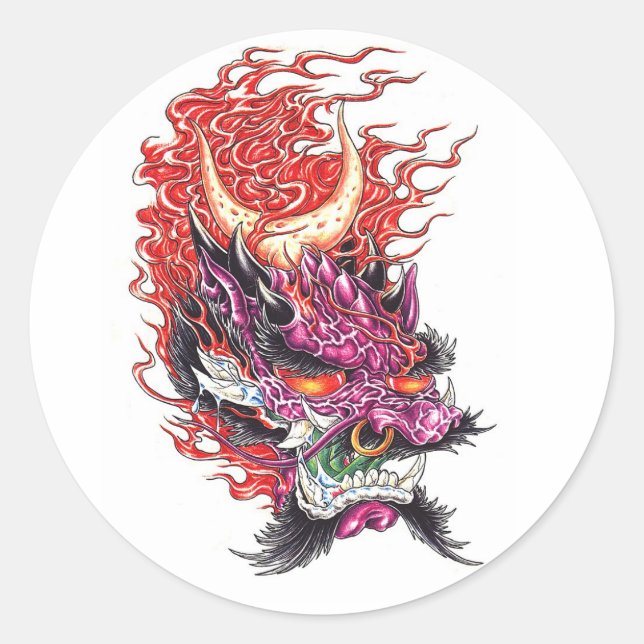 Aufkleber für coole Orientaldemone Dragon Face (Vorderseite)