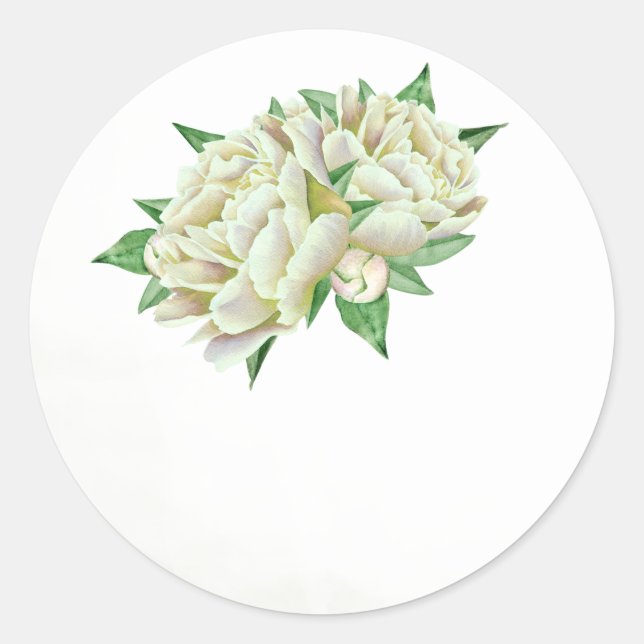 Aufkleber für Cream Peony-Gastgeschenk Hochzeiten (Vorderseite)