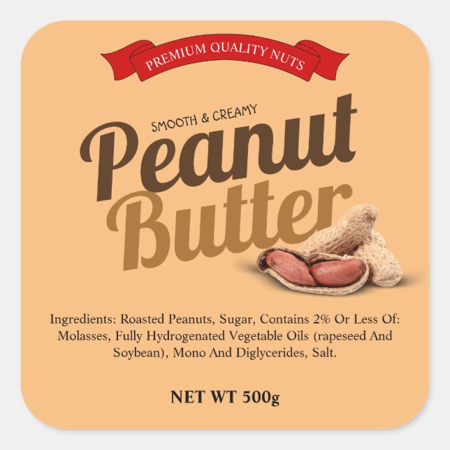 Aufkleber für das benutzerdefinierte Erdnussbutter (Vorderseite)