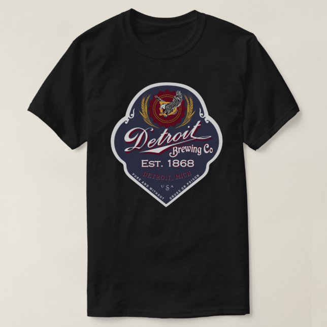 Aufkleber für das Brauunternehmen Detroit T-Shirt (Design vorne)