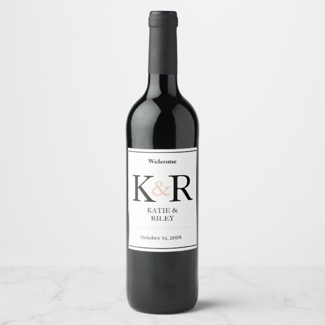 Aufkleber für das Etikett "Wedding Wine Monogram"  (Vorderseite)