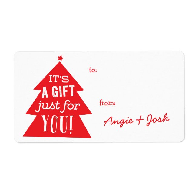 Aufkleber für das Geschenk des Roten Weihnachtsbau (Vorne)
