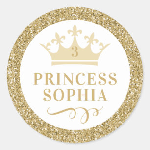 Aufkleber für das Gold Glitzer Princess Gastgesch