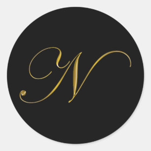 Aufkleber für das Gold Monogramm N Umschlag Aufkle