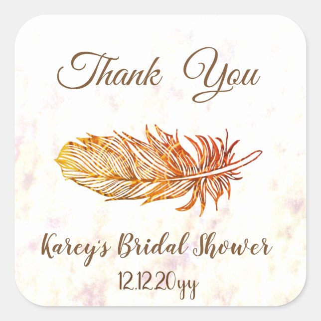 Aufkleber für das Goldene Feather Brautparty (Vorderseite)
