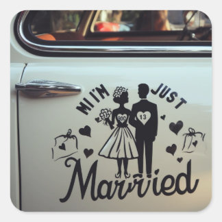 Aufkleber für das Paar "Just Married"