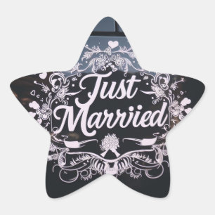 Aufkleber für das Paar "Just Married"