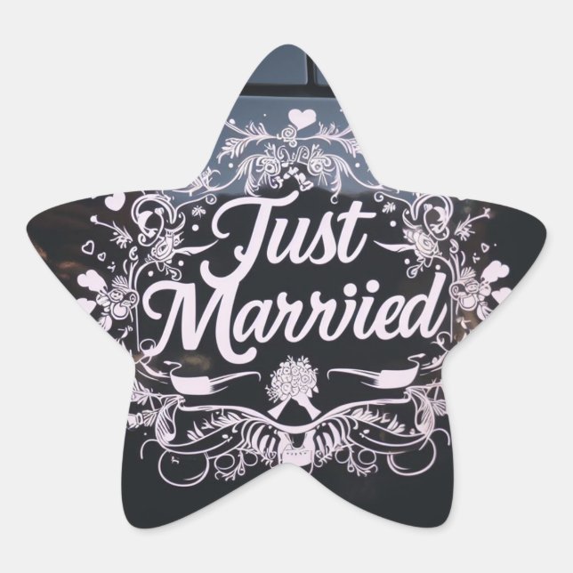 Aufkleber für das Paar "Just Married" (Vorderseite)