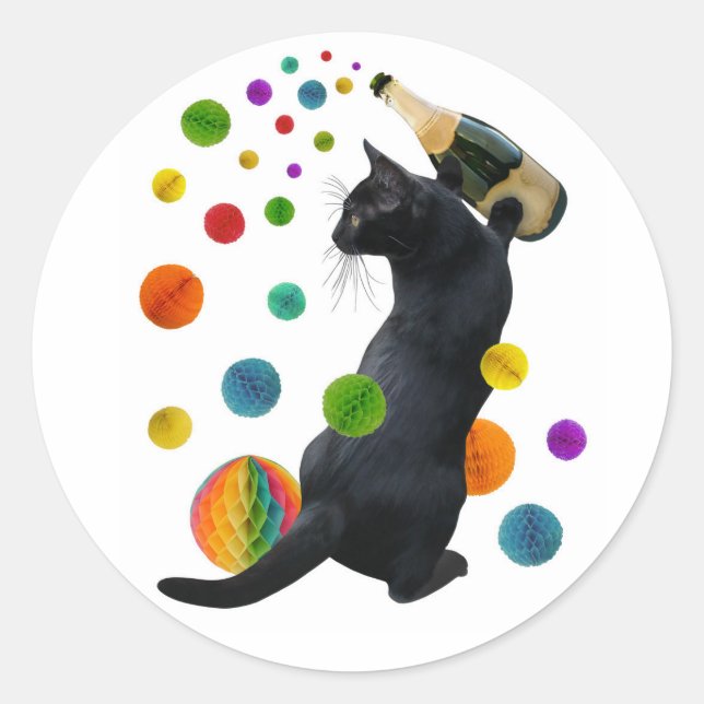 Aufkleber für das Party der Black Cat (Vorderseite)