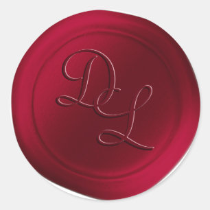 Aufkleber für das Wachs-Siegel in Monogramm, rot 2