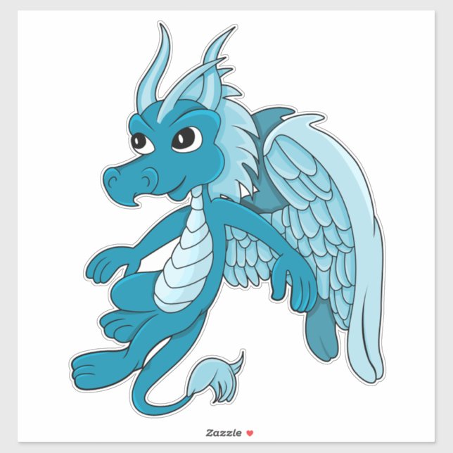 Aufkleber für den blauen Drachen-Cartoon (Blatt)