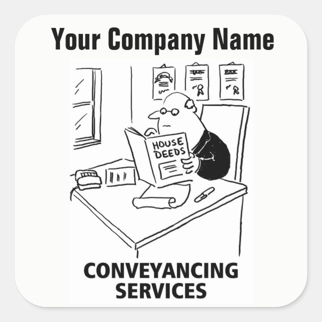Aufkleber für den Cartoon Conveyancing Services (Vorderseite)