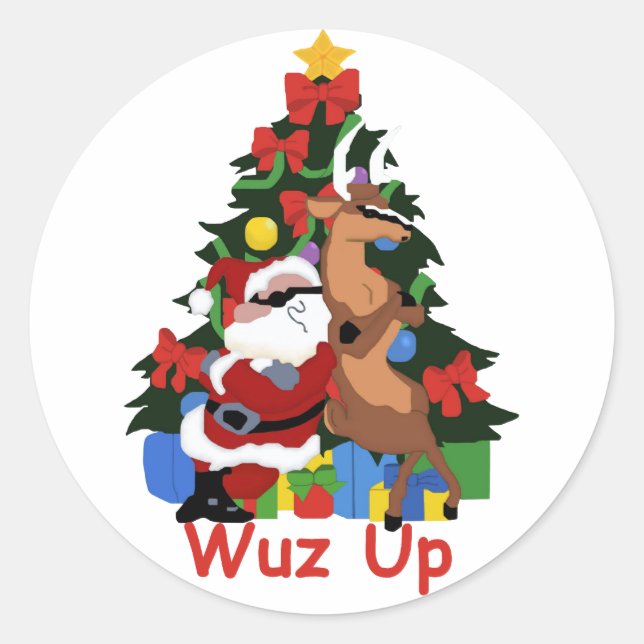 Aufkleber für den coolen Weihnachtsmann und die Re (Vorderseite)