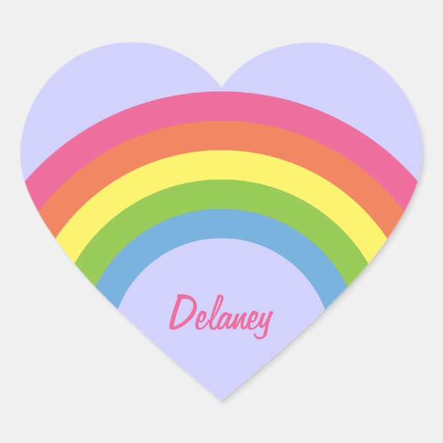 Aufkleber für den Herznamen im Retro-Regenbogen de (Vorderseite)