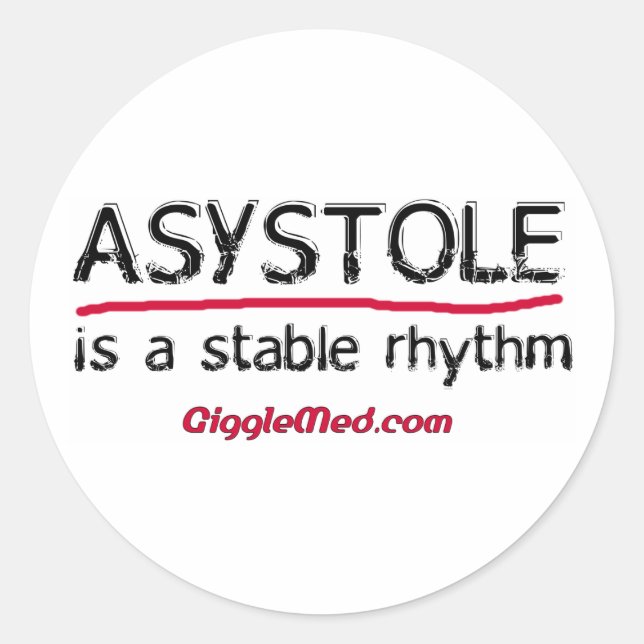 Aufkleber für den medizinischen Spaß von Asystole (Vorderseite)