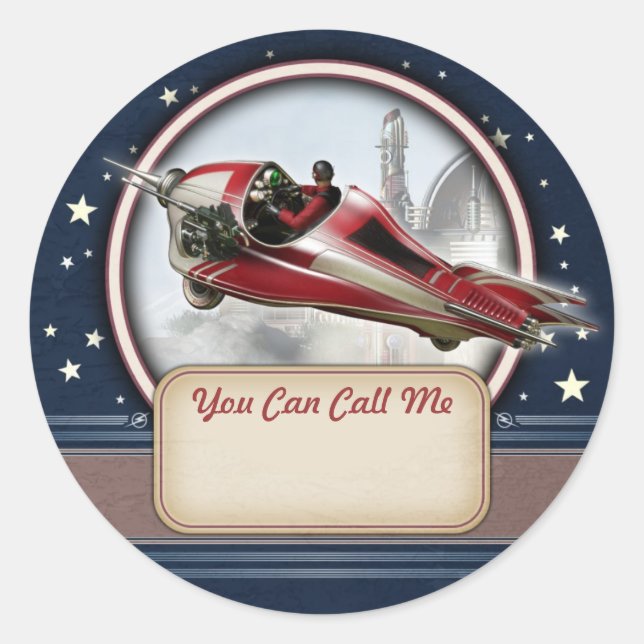 Aufkleber für den Rockenname im Retro-Format (Vorderseite)