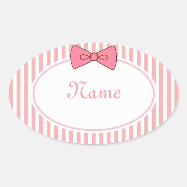 Aufkleber für den rosa Bow-Namen (Vorderseite)