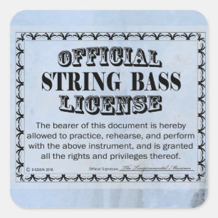 Aufkleber für den String-Bass-Lizenzplatz