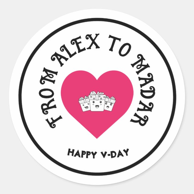 Aufkleber für den Valentinstag - Happy Vale (Vorderseite)