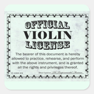 Aufkleber für den Violinlizenzplatz