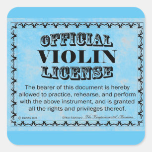 Aufkleber für den Violinlizenzplatz