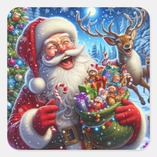 Aufkleber für den Weihnachtsmann und Rentiere (Vorderseite)