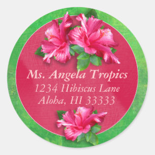 Aufkleber für die Adresse des rosa Hibiskus
