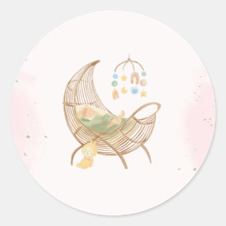 Aufkleber für die Babydusche in Rosa und Braun