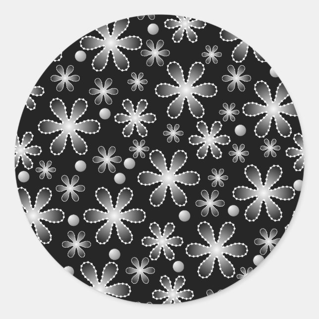 Aufkleber für die Blume Schwarz und Weiß (Vorderseite)