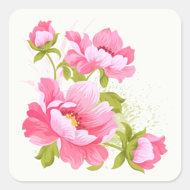 Aufkleber für die Blume von Blumenrosa (Vorderseite)